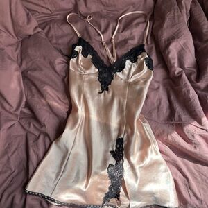 Baby pink lace slip dress